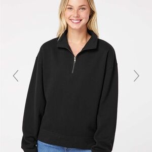 MV Sport Black Quarter-Zip Sweater with High Collar